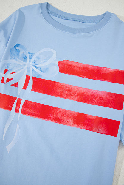 Blue Flag Bow Graphic Tee Flag Day Independence