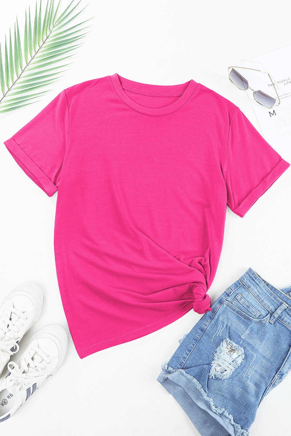 White Casual Crew Neck Short Sleeve Basic Tee