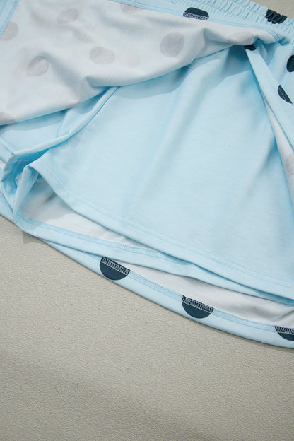 Polka Dot Tank Top Split Skort 2 Piece Lounge Set