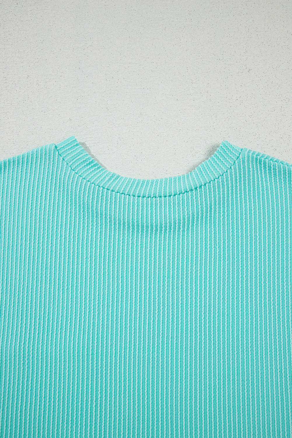 Pink Striped Textured Knit Pocket Casual Tee
