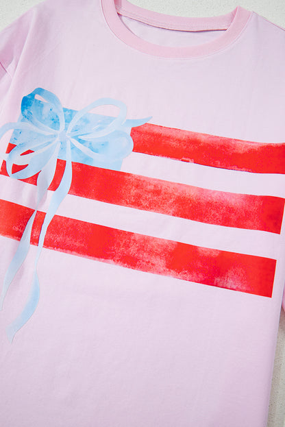 Blue Flag Bow Graphic Tee Flag Day Independence