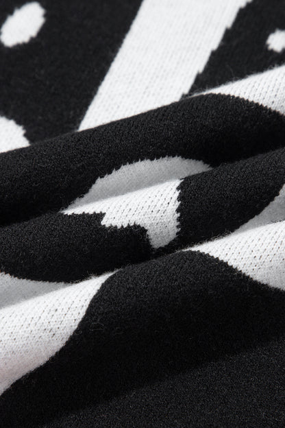 Halloween Ghost Checkered Short Sleeve Knit Sweater