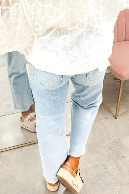 Back to School Gameday Sequin Football Raw Hem Jeans