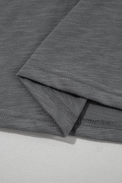 Dark Grey Ruffle Sleeve Casual Tee Boutique Summer Top