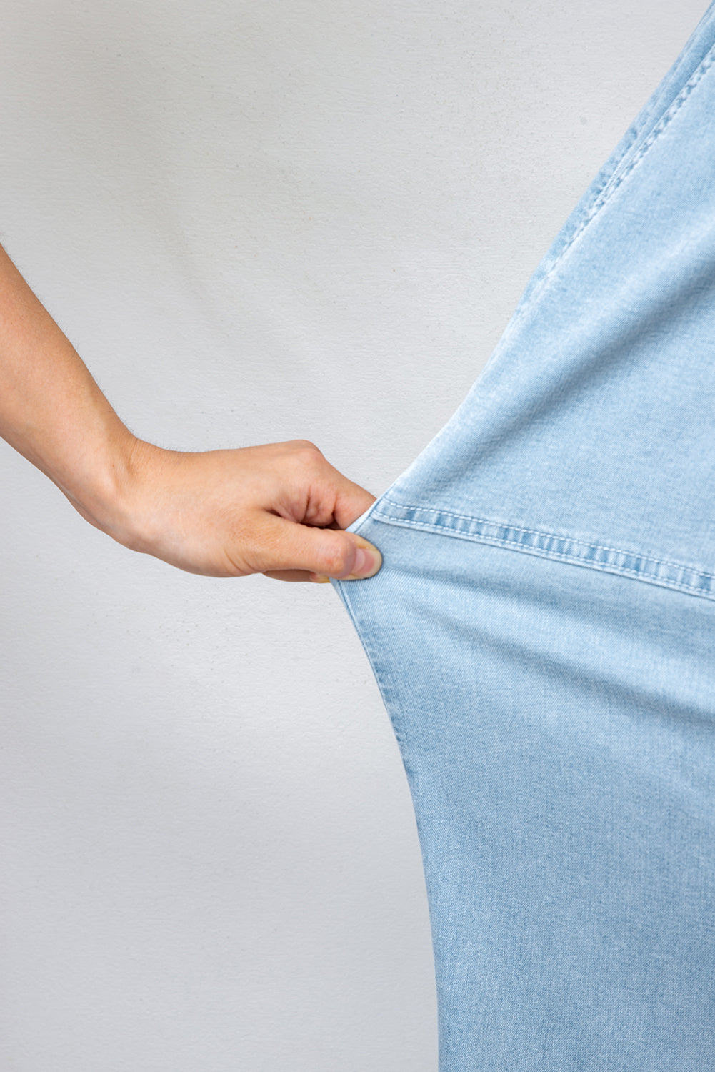 Sail Blue Plus Size Elastic Waist Ruffle Hem Jeans