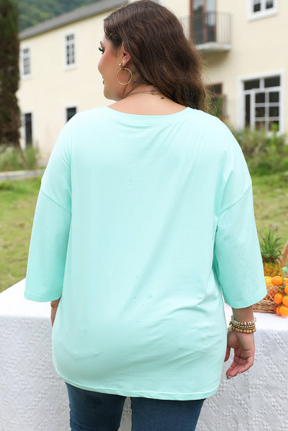 Moonlight Jade Colorblock Star Patch Plus Size Tunic