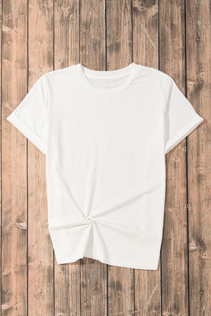 White Casual Crew Neck Short Sleeve Basic Tee