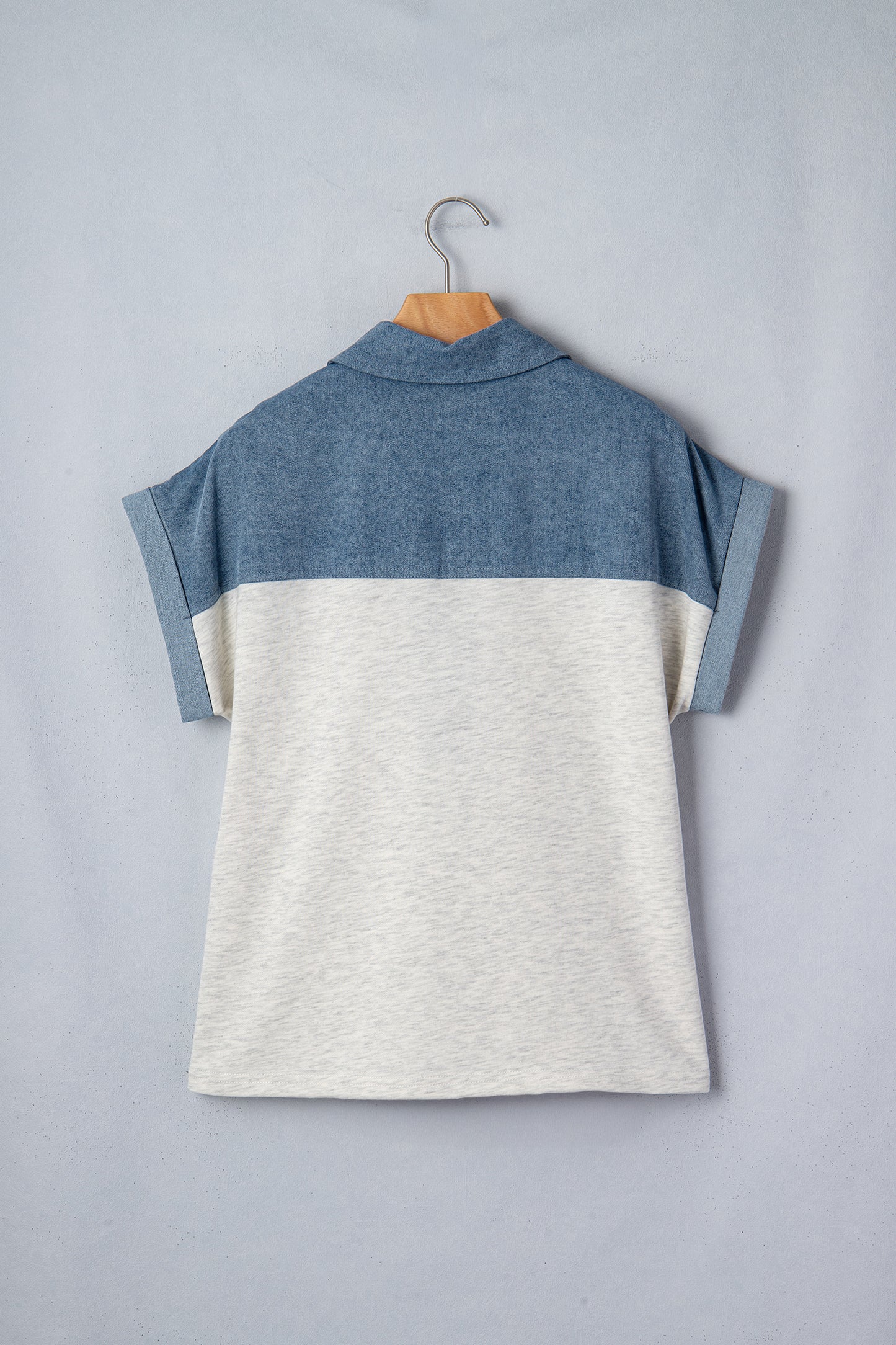 Color Block Polo Henley Short Sleeve Casual Top