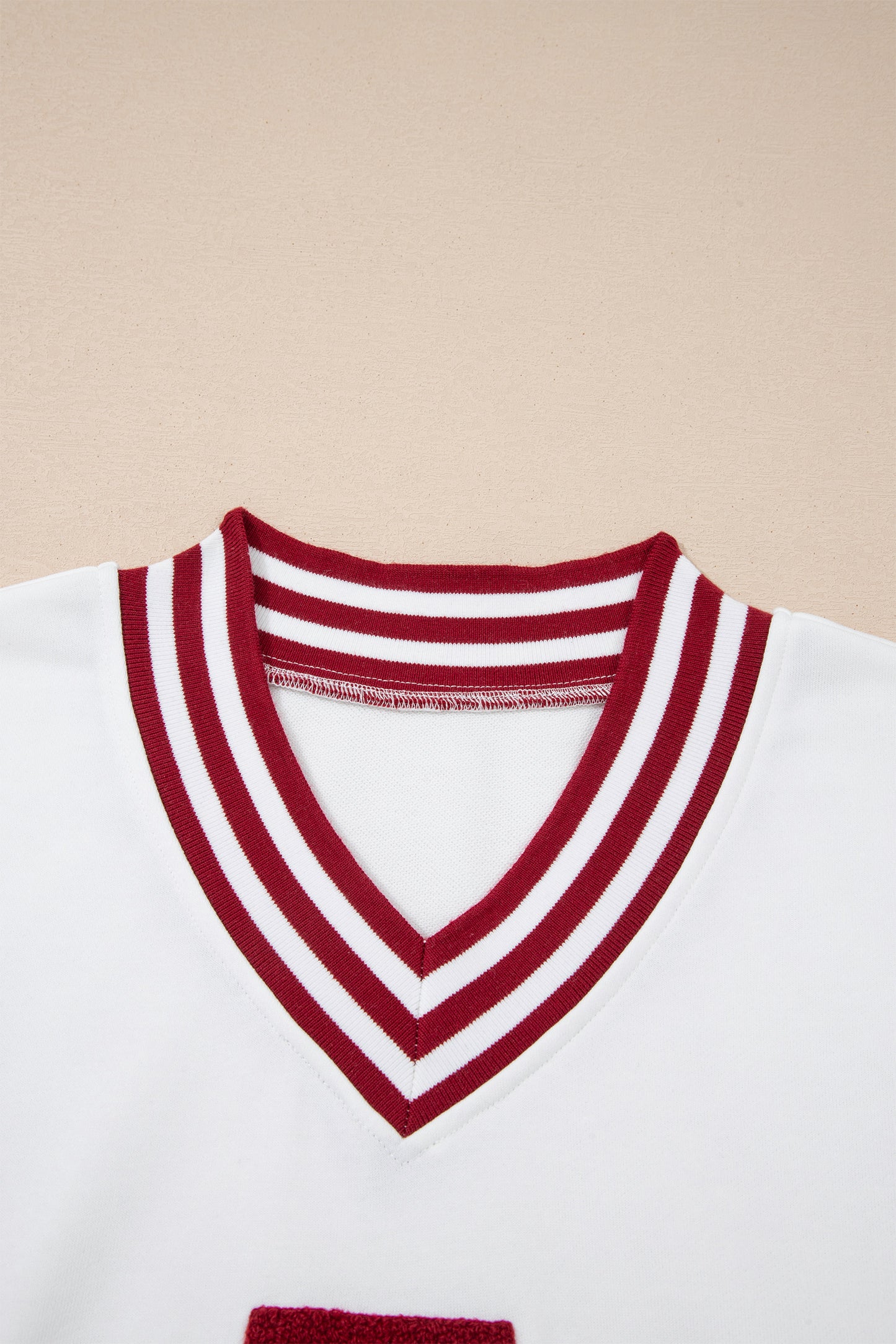Varsity Letter A Graphic V Neck Striped Game Day Sweatshirt