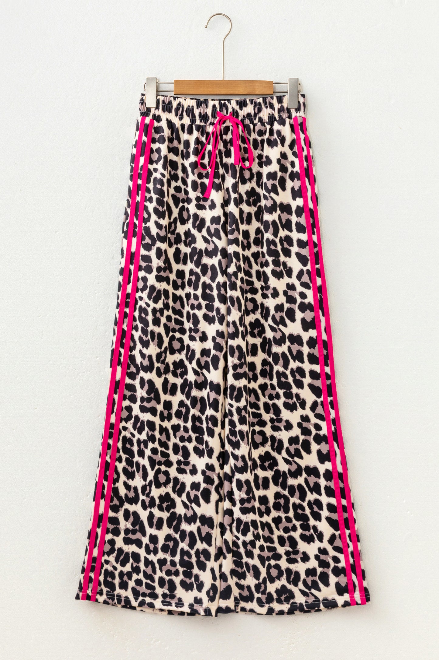 Leopard Print Tie Waist Wide Leg Lounge Pants Women