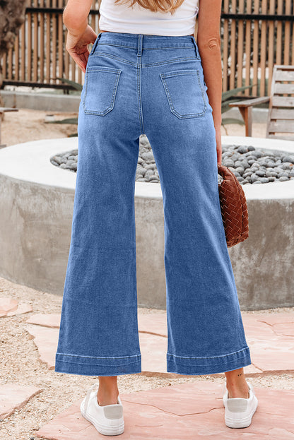 Breen Cropped High Rise Wide Leg Denim Pants
