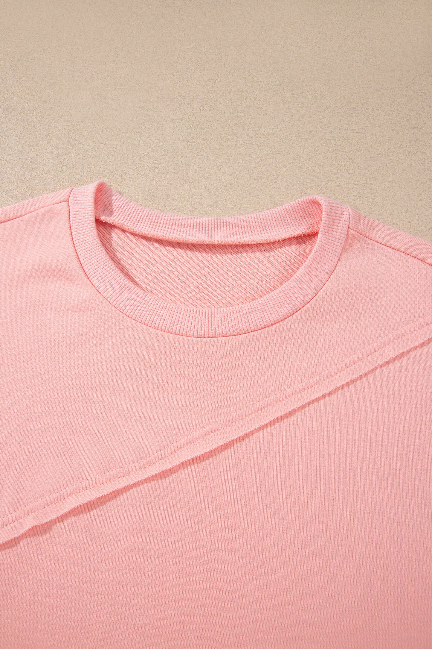 Pink Colorblock Striped Patchwork Long Sleeve Round Neck Top