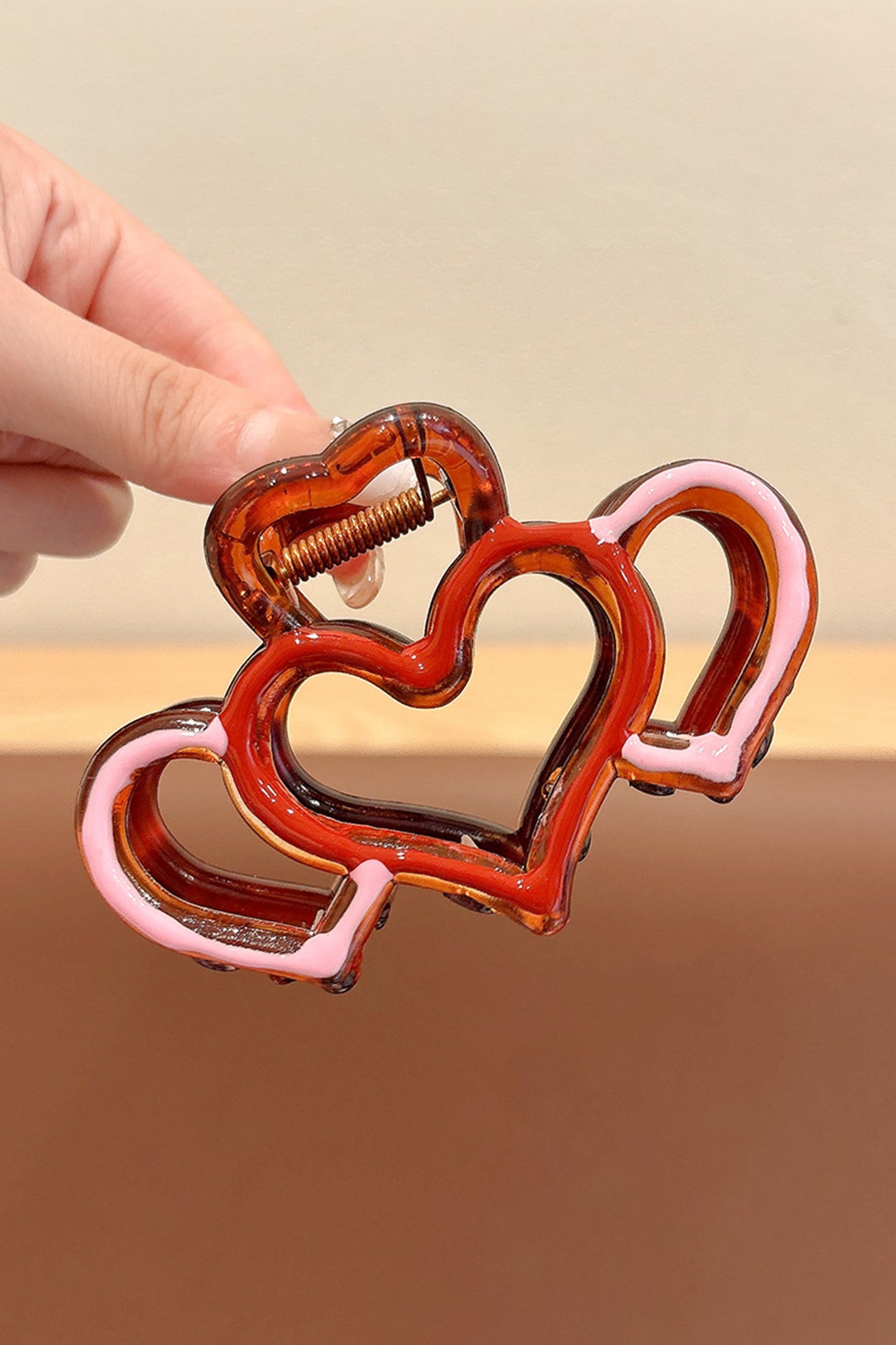 Valentine Heart Acrylic Hair Claw Clip Color Contrast