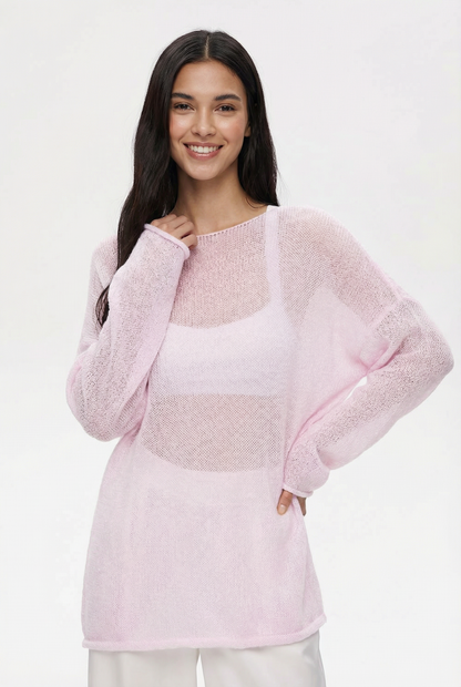 Sheer Knit Lightweight Long Sleeve Layering Sweater Top