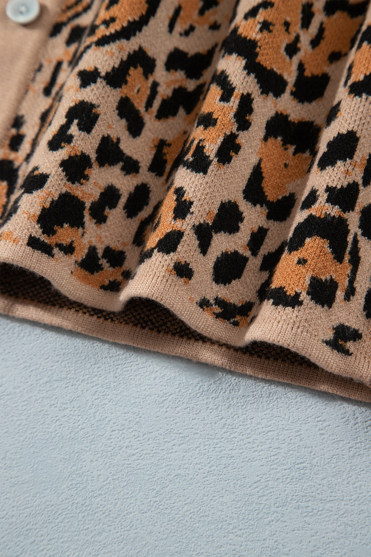Leopard Print Button Up Knit Cardigan Top