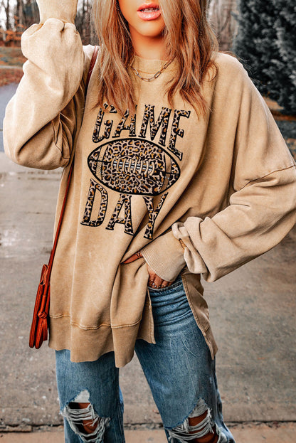 Leopard Game Day Football Oversized Graphic Sweatshirt