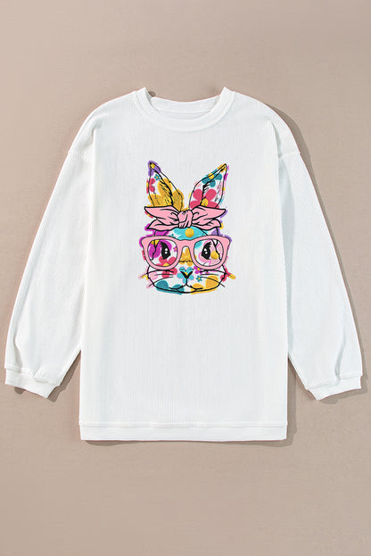 Floral Bunny Easter Graphic Corded Sweatshirt