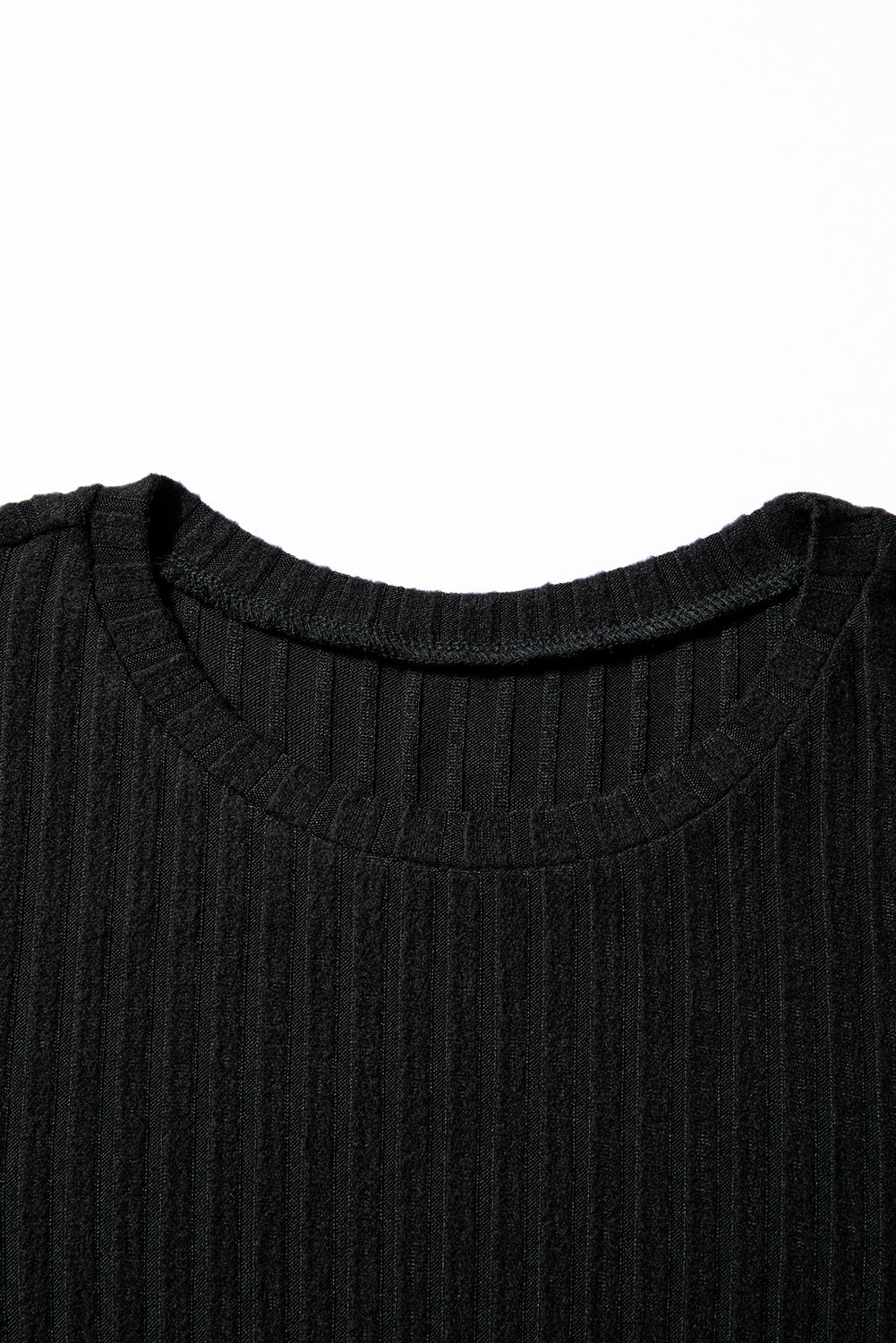Ribbed Long Sleeve Round Neck Casual Knit Top
