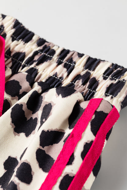 Leopard Print Tie Waist Wide Leg Lounge Pants Women