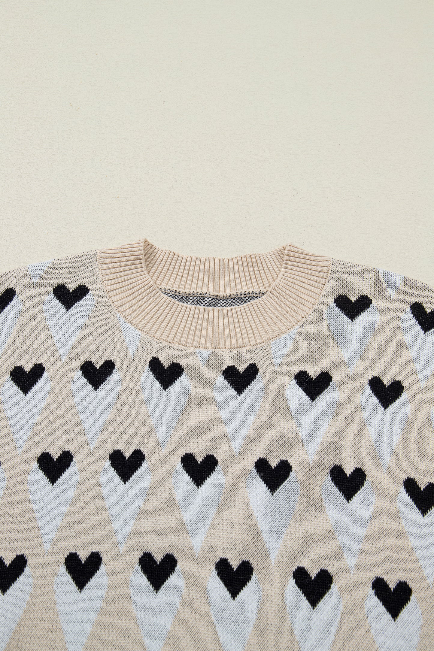 Valentine Heart Print Cozy Knit Loose Fit Sweater