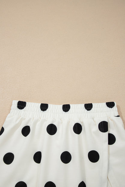 Polka Dot Tank Top Split Skort 2 Piece Lounge Set