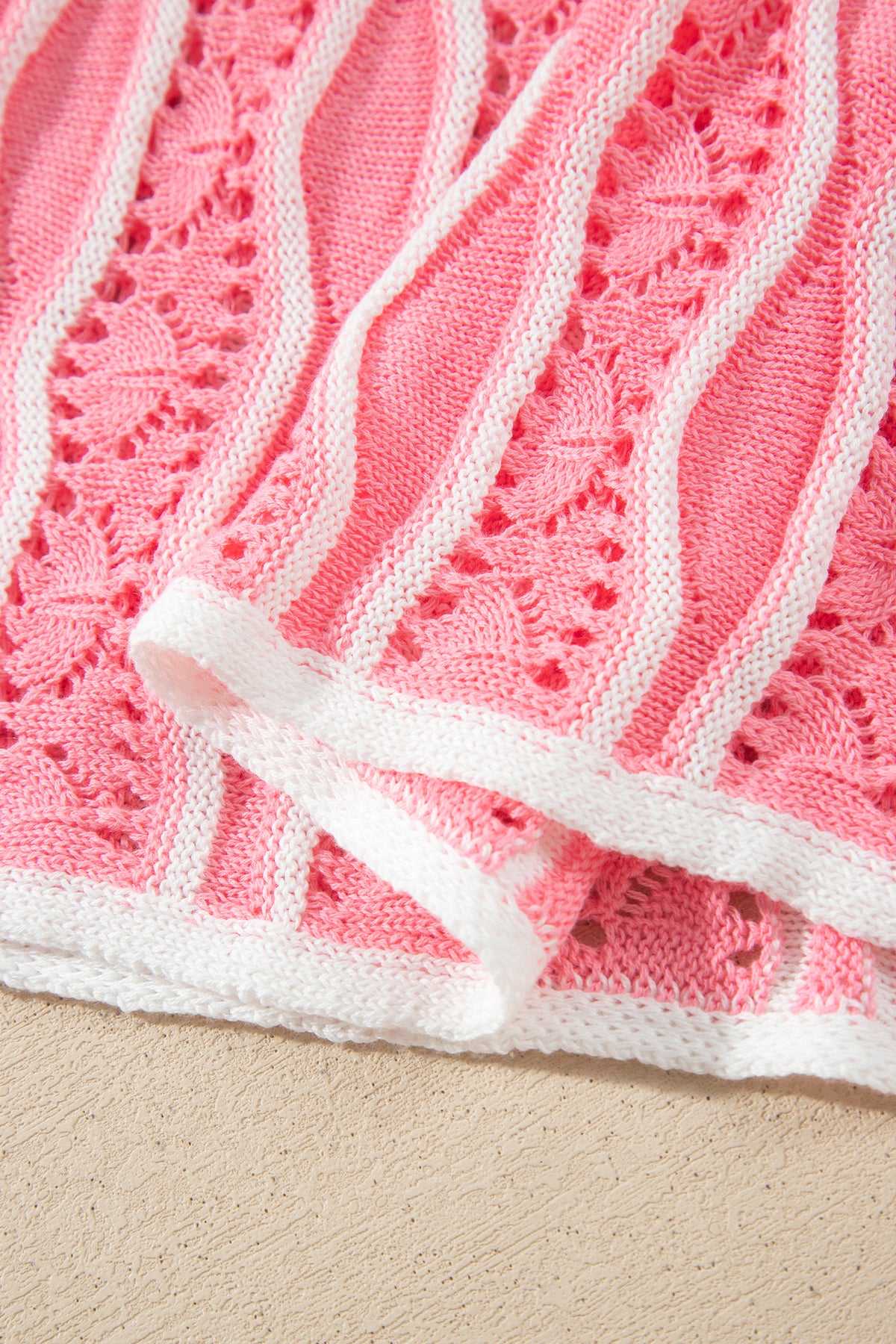 Women's Wavy Stripe Open Knit Pullover Sweater
