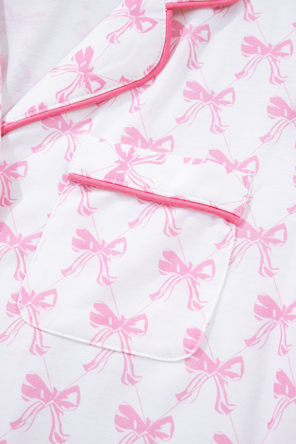 Soft Bow Print Long Sleeve Pajama Set with Pants