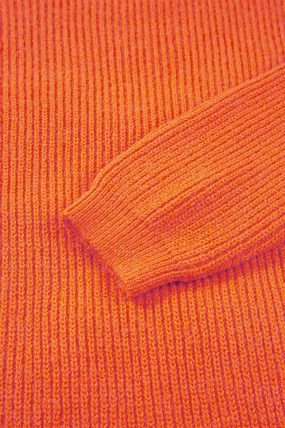 Orange Thankful for My Queens Ribbed Knit Sweater