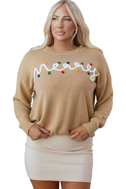 Merry Christmas Dolman Sleeve Sweater with Colorful Dots