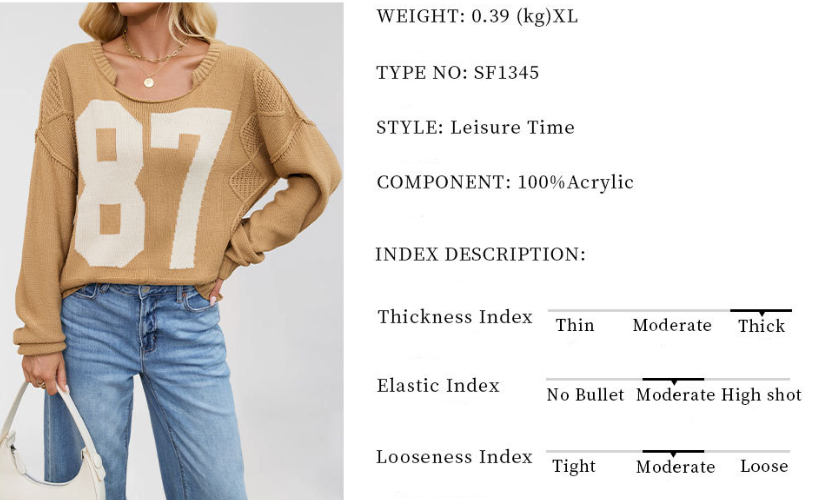 Oversized Knit Pullover with Bold 87 Print