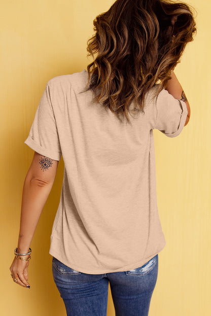 Khaki Bowknot Turkey Graphic Tee for Women Thanksgiving Top