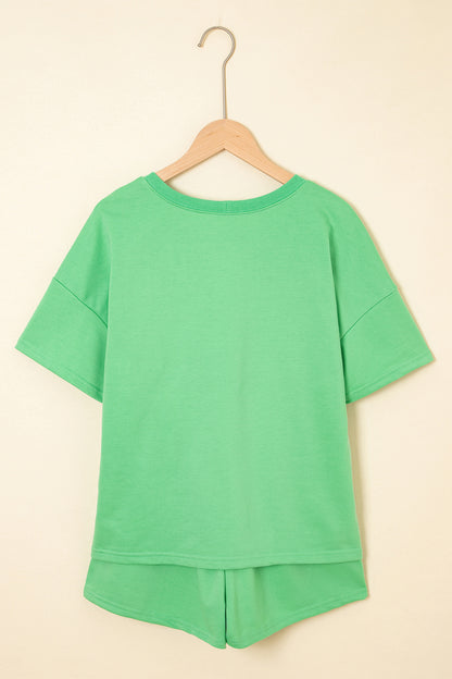 Mint Green Mardi Gras Sequin Mask Tee & Shorts Set