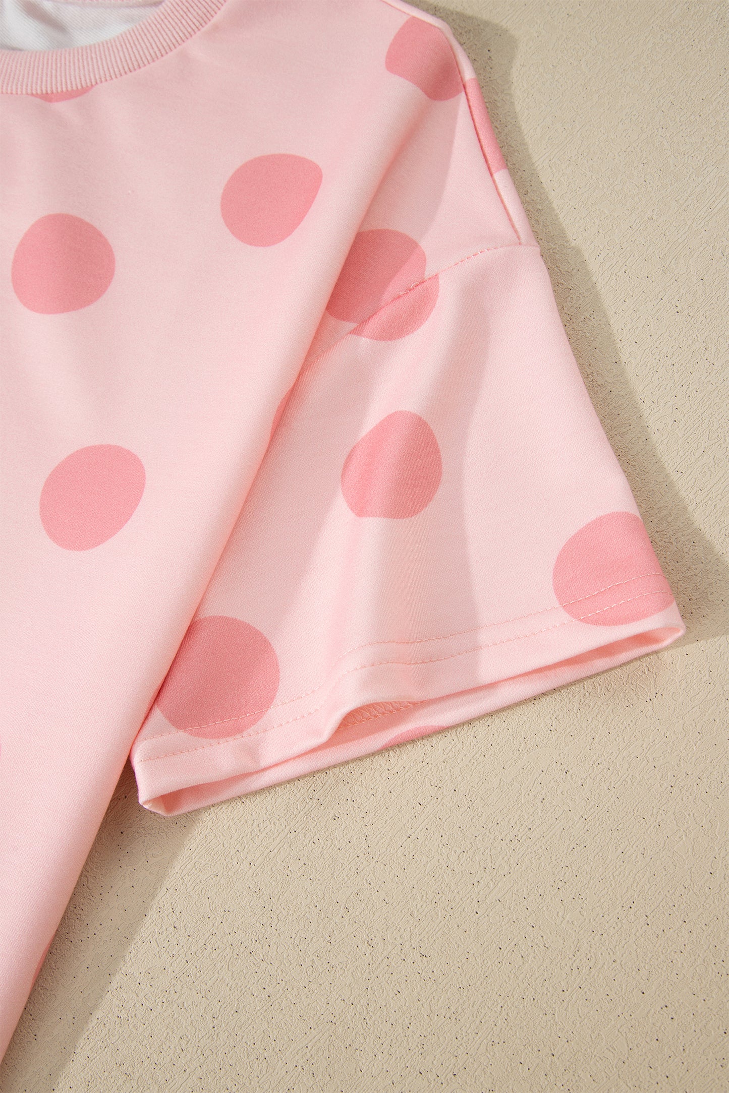 Polka Dot Lounge Set Tee and Drawstring Shorts Set