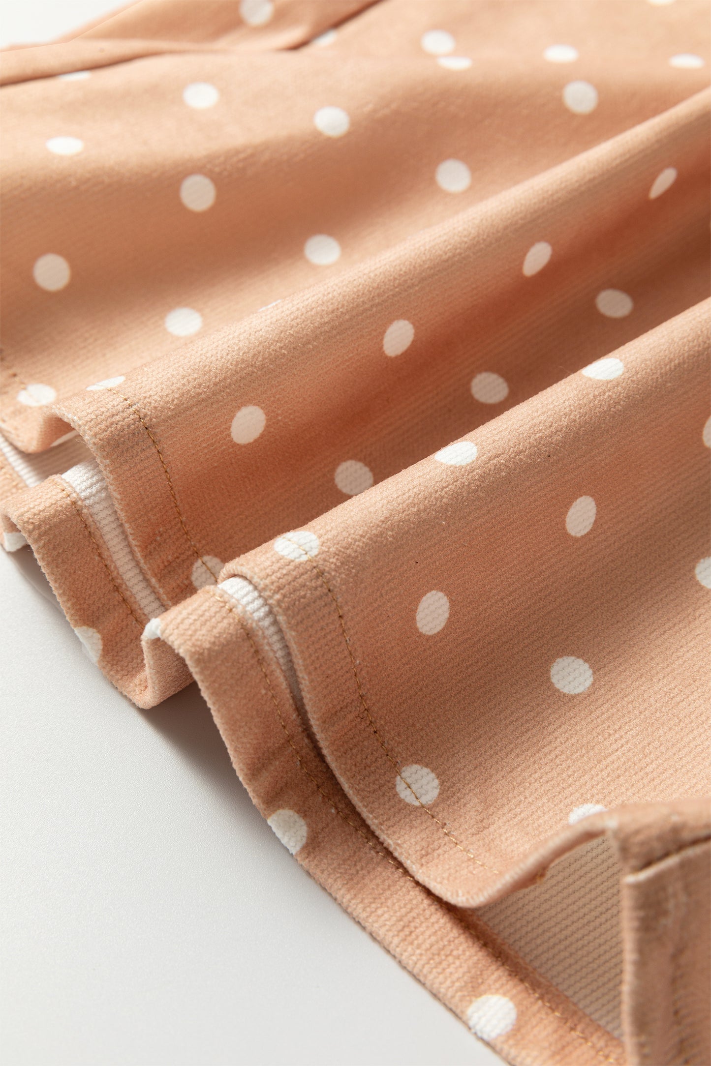 Khaki Polka Dot Drawstring Wide Leg Pants