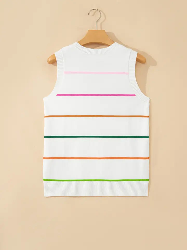 Striped Knit Tank Top Sleeveless Sweater Vest