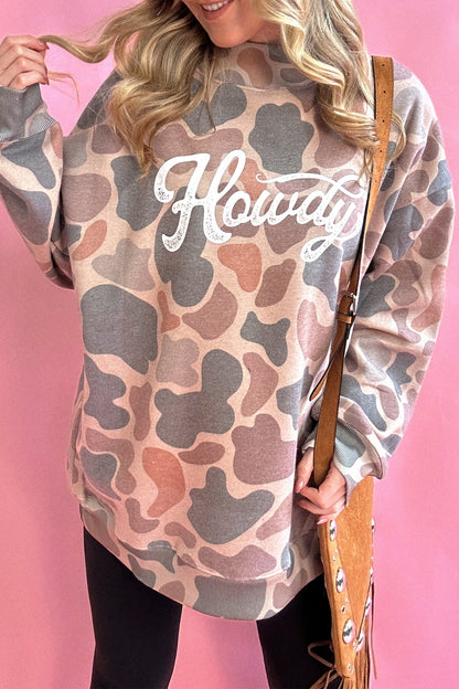 Western Camo Howdy Oversized Pullover Sweatshirt Women