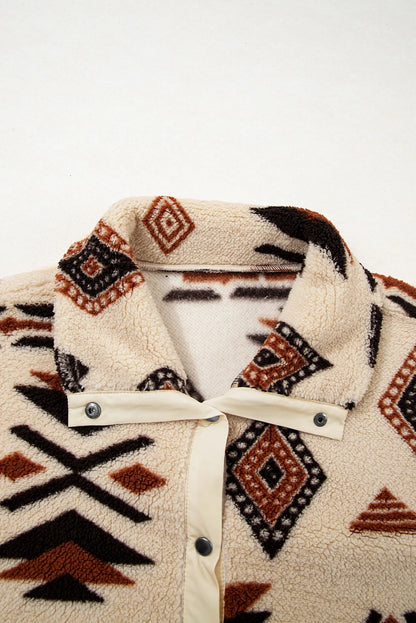 Women Aztec Print Sherpa Half Zip Sweatshirt