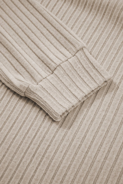 Ribbed Long Sleeve Round Neck Casual Knit Top