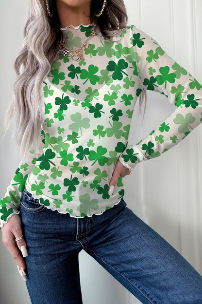 St. Patrick's Day Shamrock Mesh Lettuce Trim Top