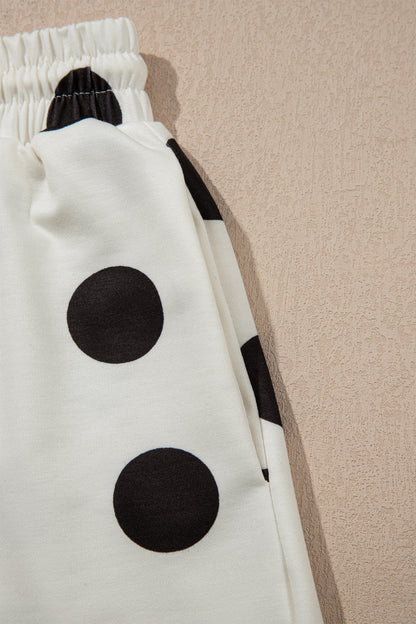 Polka Dot Lounge Set Tee and Drawstring Shorts Set