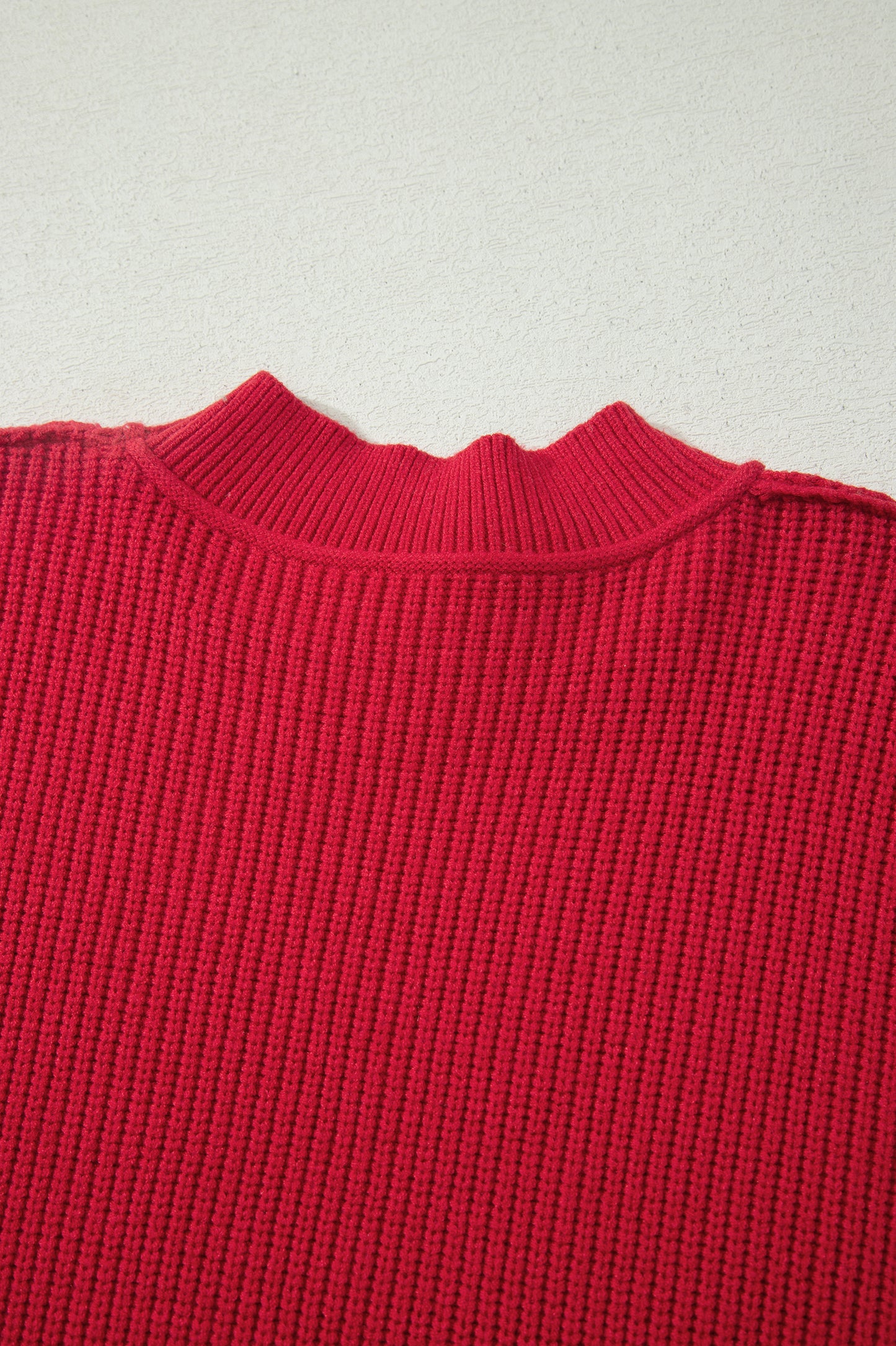 Orchid Purple Mock Neck Ribbed Knit Oversized Sweater Top