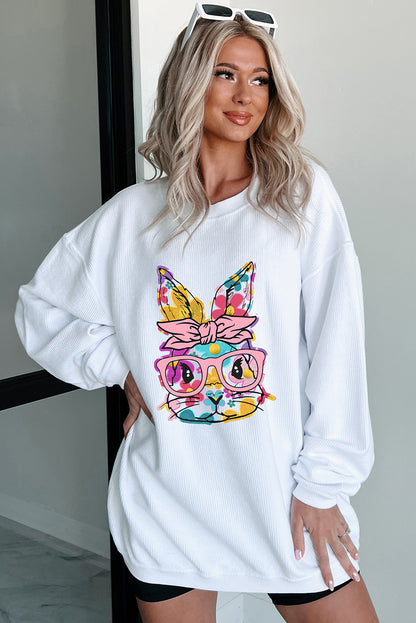 Floral Bunny Easter Graphic Corded Sweatshirt
