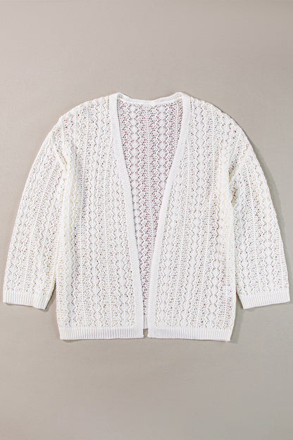 Chic Hollow Out Knit Cardigan with Drop Shoulders