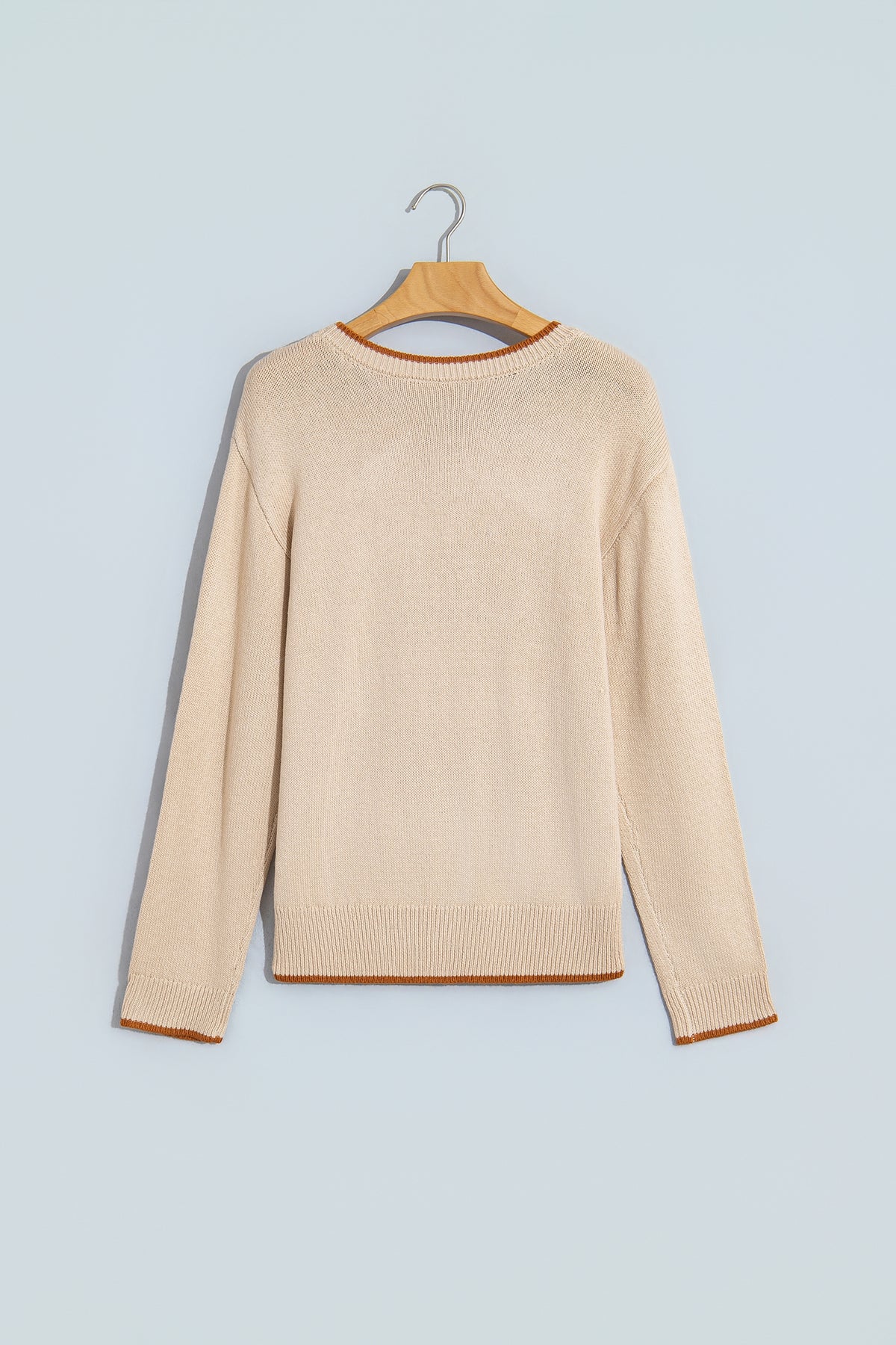 Parchment Corder HOWDY Letter Graphic Crew Neck Relaxed Sweater