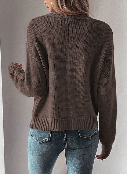 Canton Open Knit Drop Shoulder Sweater Cardigan