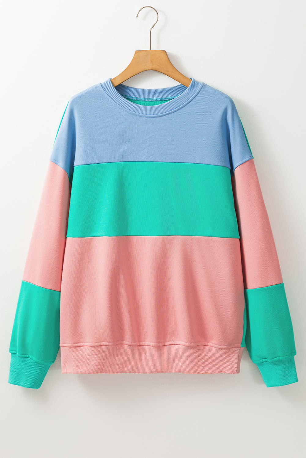 Mauve Colorblock Drop Shoulder Oversized Sweatshirt