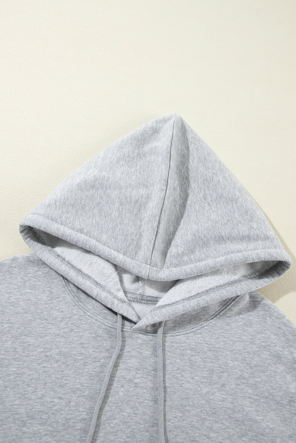 Light Grey Fleece Lined Kangaroo Pocket Drawstring Chunky Hoodie