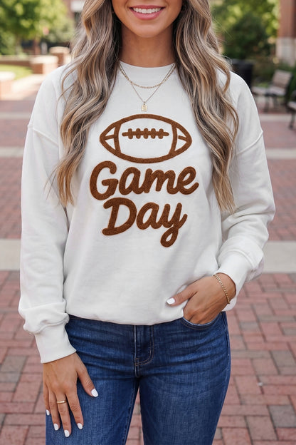 Game Day Football Embroidered Crewneck Sweatshirt