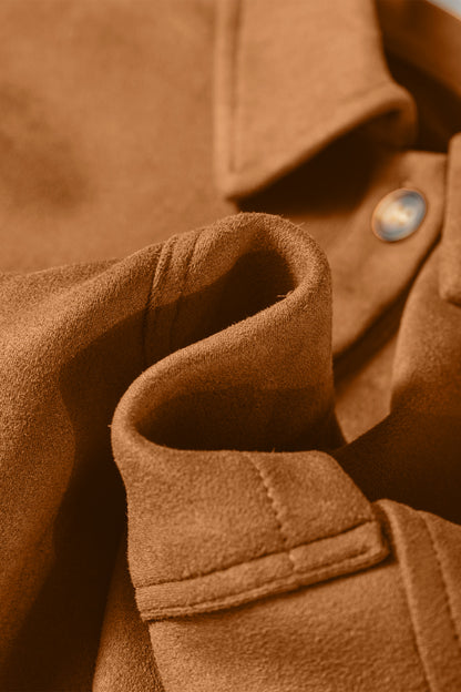 Faux Suede Laser Cut Button Down Retro Western Jacket