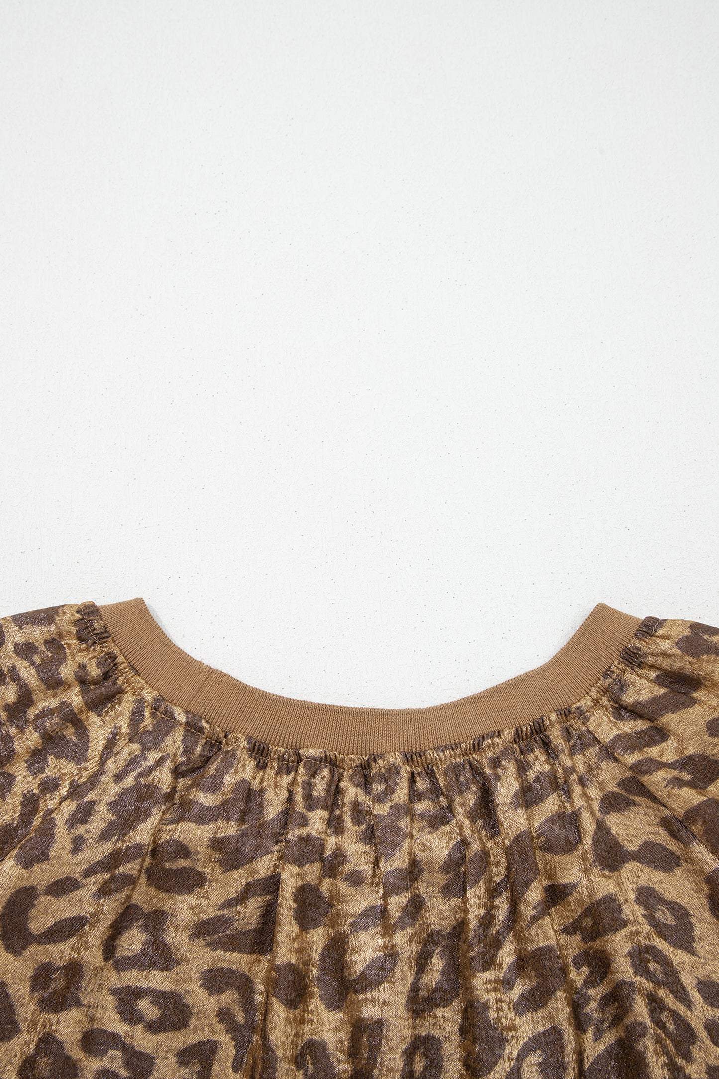 Metallic Leopard Print Puff Sleeve Blouse